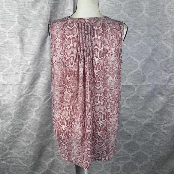 Chelsea & Theodore Red White Snakeskin Pattern Sleeveless Blouse Size M - Picture 4 of 7